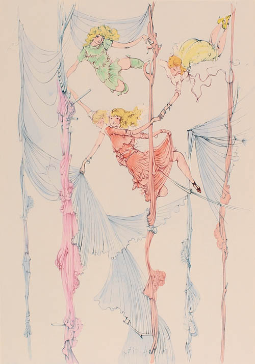 Hans Bellmer - Fillettes dans les Cordes - 1972 color etching